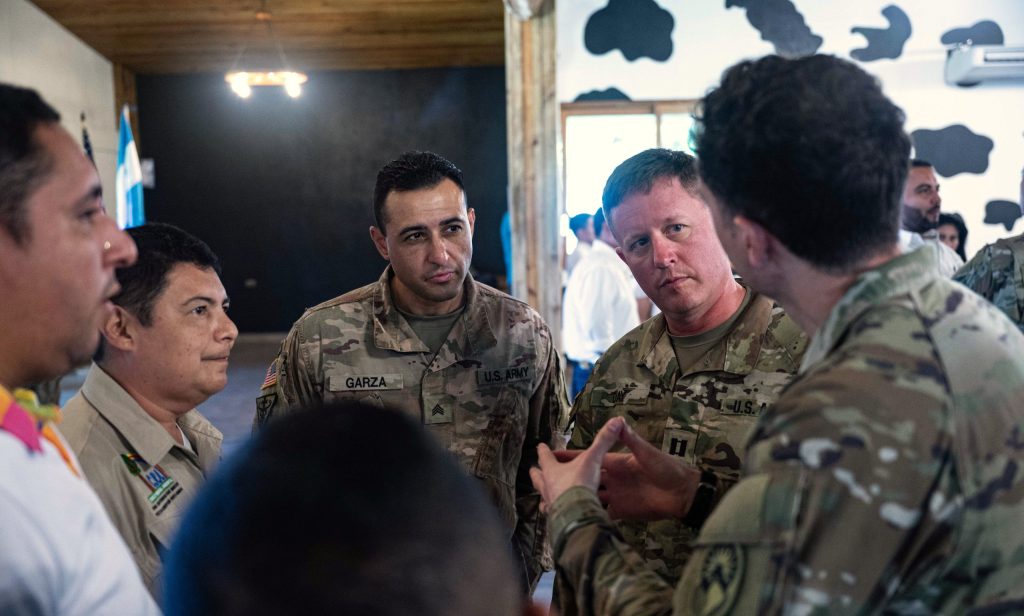 Members of Joint Task Force-Bravo's Preventative Medicine and Veterinary teams meet with Honduran mayors